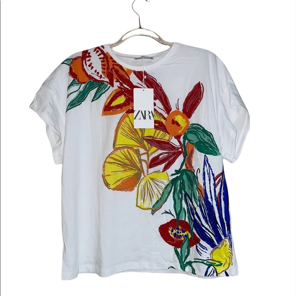 NWT ZARA COLORFUL PRINTED T SHIRT SMALL - Picture 6 of 6
